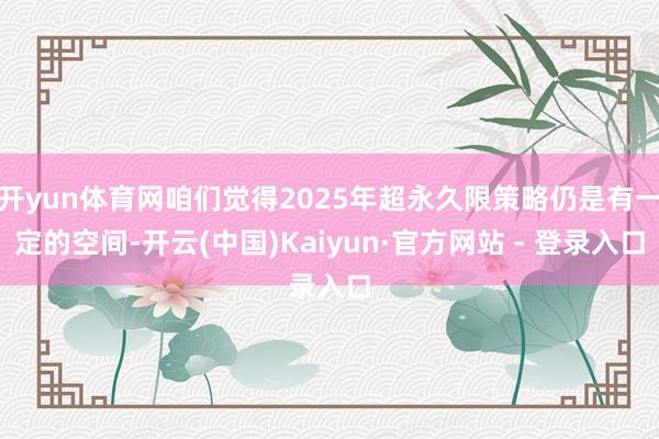 开yun体育网咱们觉得2025年超永久限策略仍是有一定的空间-开云(中国)Kaiyun·官方网站 - 登录入口