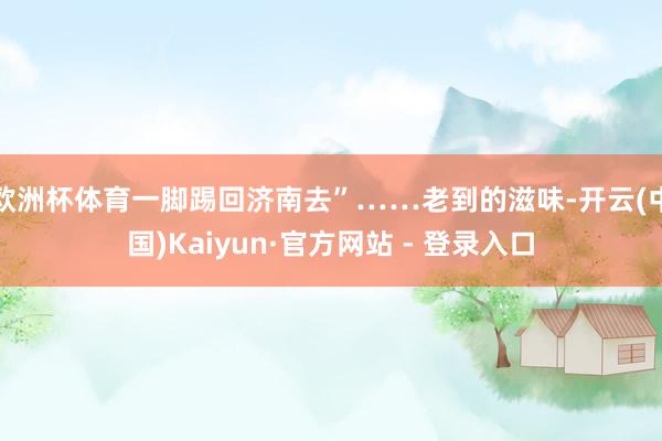 欧洲杯体育一脚踢回济南去”……  老到的滋味-开云(中国)Kaiyun·官方网站 - 登录入口