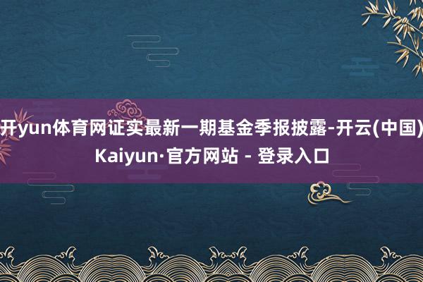 开yun体育网证实最新一期基金季报披露-开云(中国)Kaiyun·官方网站 - 登录入口